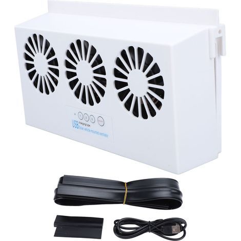 Solar Car Exhaust Fan – 3 Heads, Air Purifier and Cooler, White (1/5)