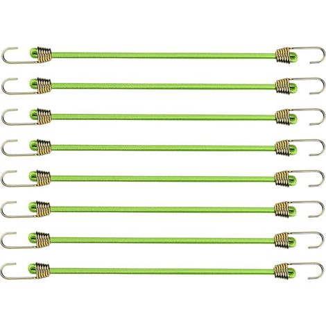 8 Pzs 25 cm Elastic Bungee Cords with Hooks Small Elastic Cords with Hooks Mini Bungees Rubber Sandow Tension Straps for Transportation, Camping, Luggage, Tarpaulin, Tent (1/3)