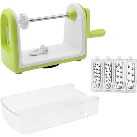 Espiralizador de verduras 5 en 1，máquina manual multifuncional para hacer pasta de verduras. Incluye recipiente recolector libre de BPA (1/5)