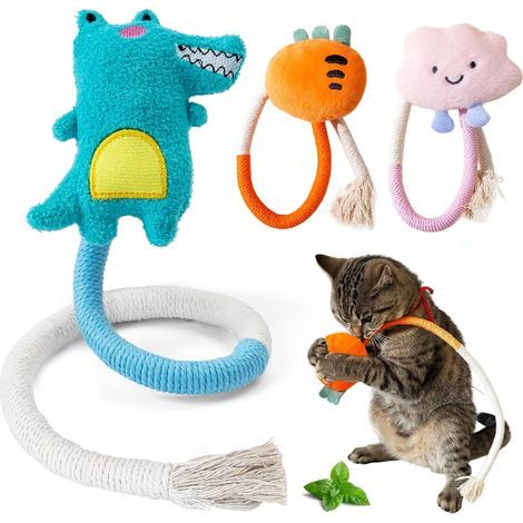 Jouet Chat, Jouet de Dentition Chaton, Jouet Herbe a Chat, Jouet a Macher Chat, Jouets de Soins Dentaires pour Chats, pour Interagir Et Nettoyer Les Dents (1/5)