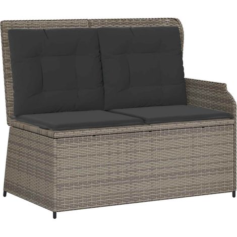 Maison Exclusive - Gartenbank mit Kissen Grau Poly-Rattan
