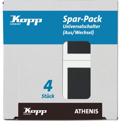 Kopp - ATHENIS – Profi-Pack: 4 Universalschalter (Aus-/Wechsel), Farbe: anthrazit - 589615055 (1/3)