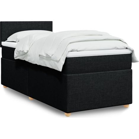 Boxspringbett mit Matratze Schwarz 100x200 cm Stoff