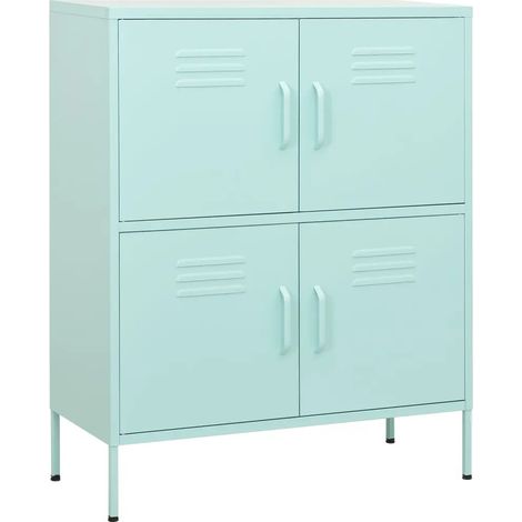 Armadio portaoggetti 80 x 35 x 101 cm con ripiani regolabili moderno soggiorno in acciaio menta 020046831