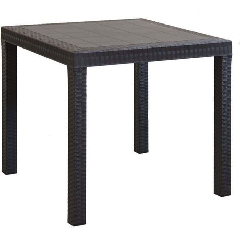 CALIGOLA - set tavolo in alluminio e teak cm 80 x 80 x 74 h con 4 sedie Alma (1/4)