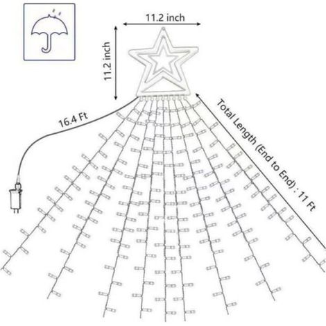 Guirlande Lumineuse - Pentagramme Solaire - 9 Guirlandes LED - Décoration Jardin Extérieur - IP44 - 24 V - 350 LED - 1 Pièce (1/5)