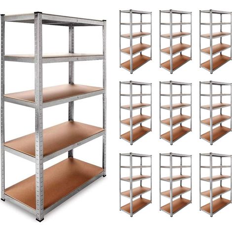 DASCK - Pack 10 Estanterías Metálicas Galvanizadas – 5 Baldas c/u, 875kg por Estantería (180 x 90 x 40 cm cada una)   -  10 uds – 8750kg – Profesional y Modular (1/5)