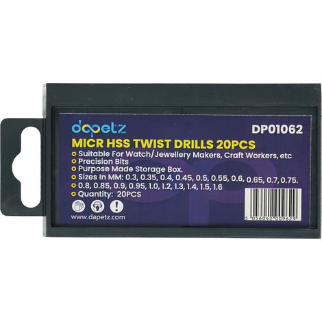 Dapetz ® 20 Pieces Hss Mini Micro Drill Bit Set, 0.3-1.6mm Shank Twist Drill Bits High-speed Steel Drill Bits For Precision Drill Delicate Manual Work, Drilling Holes, Wood Working (1/5)