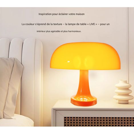 lampe de table tactile champignon danoise rechargeable usb orange design minimaliste pour salon chambre chevet decoration 280x190 mm