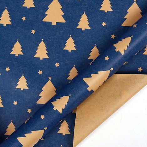 Rouleaux de papier cadeau de Noël - 43 cm x 3 m/rouleau - Parfaits pour emballer les cadeaux de Noël et décorer les fêtes, motif sapin de Noël bleu (1/5)