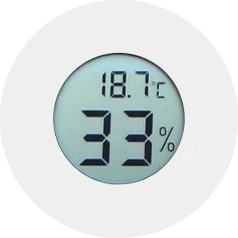 Mini-Thermometer-Hygrometer, rundes digitales LCD-Display zur Messung von Temperatur und Luftfeuchtigkeit, mehrfarbig, für den Innenbereich (Weiß).