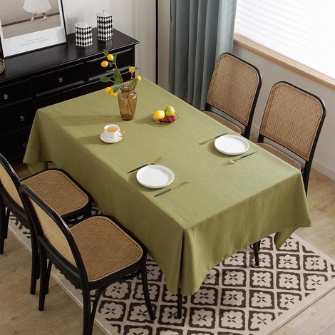 Nappe rectangulaire imitation coton et lin, couleur unie, imperméable et résistante à l'huile, adaptée aux restaurants, mariages et fêtes (140200cm) (1/5)