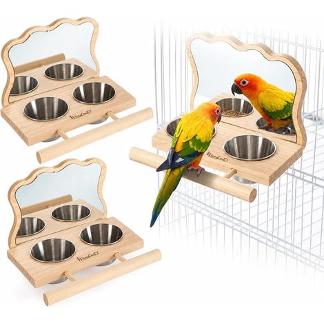 Set di 2 mangiatoie doppie per uccelli con specchi in acrilico (1/5)