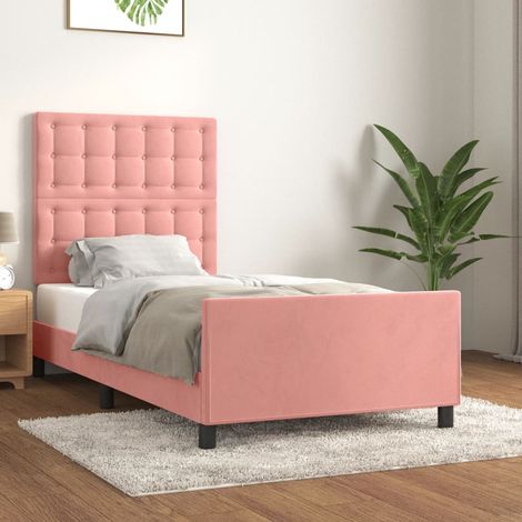 Lit adulte avec tête de lit pour Couchage,Cadre de lit Rose 80x200 cm Velours -BV16837 (1/5)