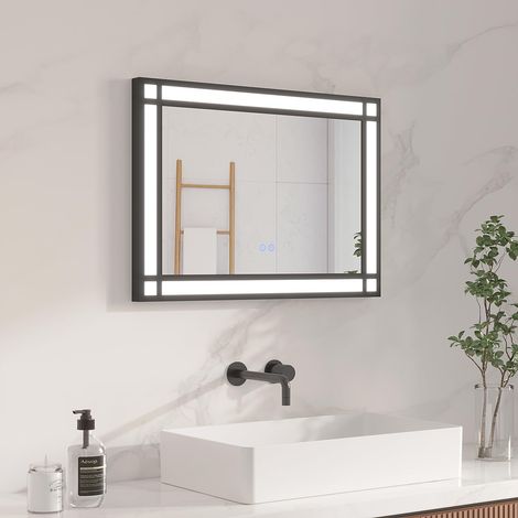 AQUABATOS Badspiegel Lichtspiegel 70 x 50 cm LED Wandspiegel Spiegel mit Beleuchtung für Badezimmer Antibeschlag Dimmbar Kaltweiß 6400K Touch Schalter (1/5)