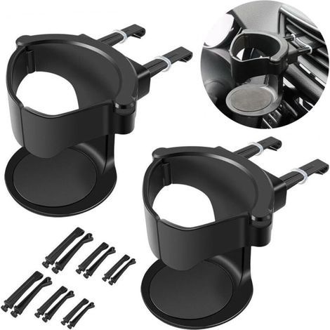 Porte Gobelet Voiture, 2 Pcs Porte-gobelet Ventilation de Voiture, Porte-gobelet réglables pour Auto pour Grille daération de Voiture, Support de Bouteille pour Tasse à Café(Noir) (1/4)