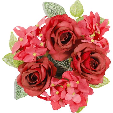 Rose Hydrangea Candle Holder - Decorative Floral Base For Tea Light Or Pillar Candles - Table Centerpiece For Living Room Dining Room Wedding - 1 Piece (1/5)