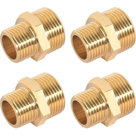 CYRILL – Réduction en Laiton, 4 Pièces de Réduction 3/4 à 1/2 Double Mamelon en Laiton Mâle, 1/2 Pouce à 3/4 Pouces Adaptateur, Durablement Approprié pour les Réducteurs de Tuyaux D'eau (20 x 25 mm) (1/5)