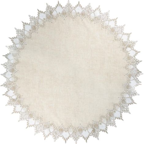 Leinen Spitzendeckchen 85x85 cm Vintage mit Spitze für Tischdeko