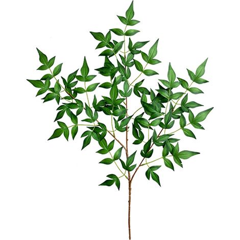 Branche de feuille artificielle, tige de verdure décorative, plante en tissu de soie, fil de fer, vert clair (1/5)