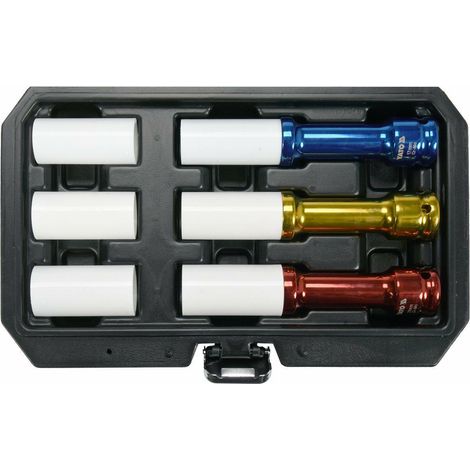 Jeu de douilles à chocs 1/2" 17, 19, 21 mm, 150 mm pour jantes en aluminium