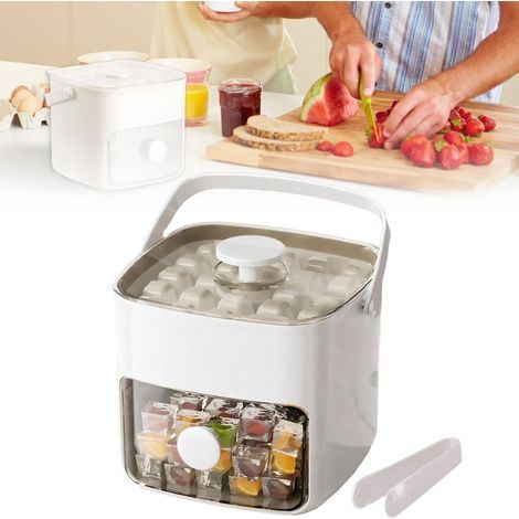 Eiswürfelform mit Deckel, fasst 48 Eiswürfel, gefriergeeignet, Eiswürfelbereiter, leicht zu entleeren (1/4)