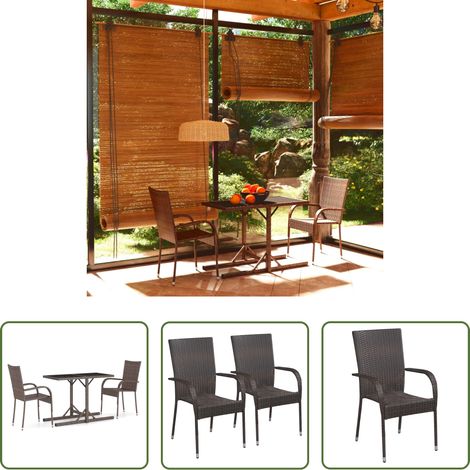 vidaXL Table extérieure - Ensemble à manger de jardin 3 pcs Marron (1/5)