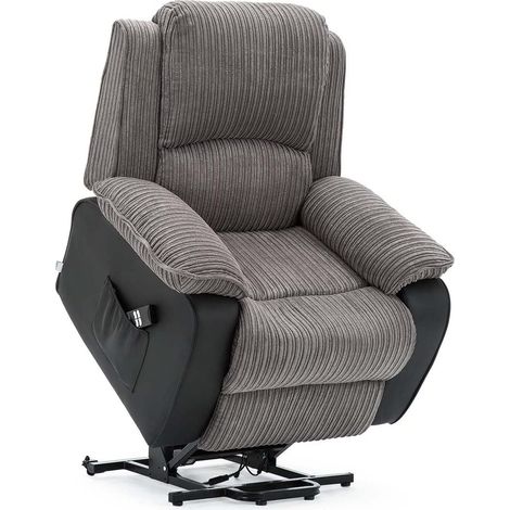 POSTANA GREY DUAL RISE RECLINER FABRIC ARMCHAIR