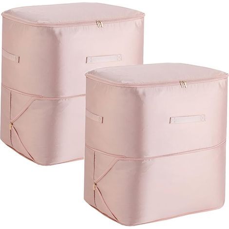 Paquet de 2 sacs de rangement auto-compressants peu encombrants, sac d'espace de voyage, sac de couette portable, couverture, ne, rose, grande taille 20,5" × 16,6" × 11,8" Très grand, 20,5 pouce (1/4)