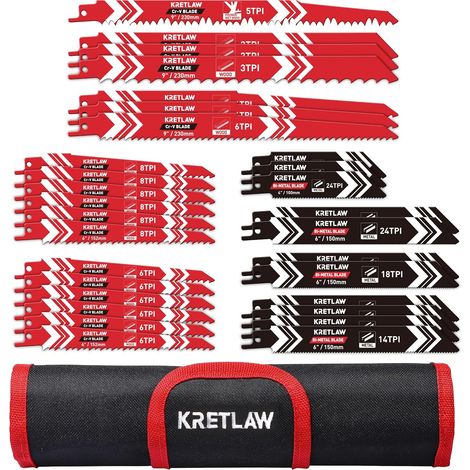 Lames de Scie Sabre 36 Pièces, Lames de Rechange en Cr-V/Bimétal pour Élagage d’Arbres, Bois, Métal et Plastique, avec Pochette (1/5)