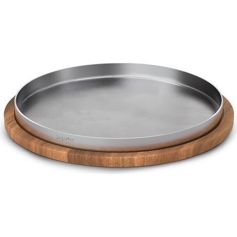Plateau Inox Rond avec Base en Bois - 30 cm - Pujadas