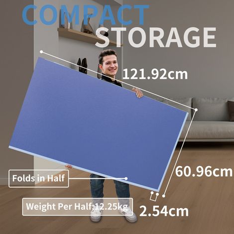 Table de tennis pliable bleue, 243,84 x 121,92 cm, surface antidérapante et résistante, usage familial, transportable, plan de jeu robuste (1/5)