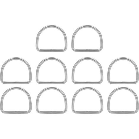 Lot de 10 anneaux en D en acier inoxydable 316 soudés sans joint, diamètre 3 mm, dimensions 25 × 22 × 3 mm, accessoires robustes pour planches de surf, kayak et paddle (1/5)