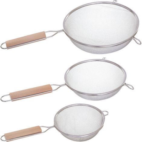 Set 3 colini in acciaio inox+legno diam.12cm/16cm/20cm (1/4)