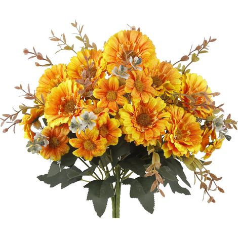 2 Pièces Tournesols Artificiels Décoration Bouquet de Fleurs Artificielles Automne Fleurs Artificielles Déco d'automne Marguerite pour Mariage Fête Salon Cimetiere Table Fête d'anniversaire (1/5)