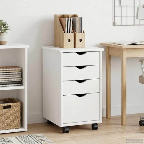 vidaXL Mobile con Ruote Bianco 34 x 39 x 56 cm Legno di pino