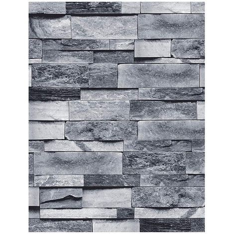 Papier Peint Adhésif Brique 3D Gris - Revêtement Mural Imperméable En PVC - Pour Cuisine Salle De Bain Et Décoration Intérieure - 45 Cm X 300 Cm (1/4)