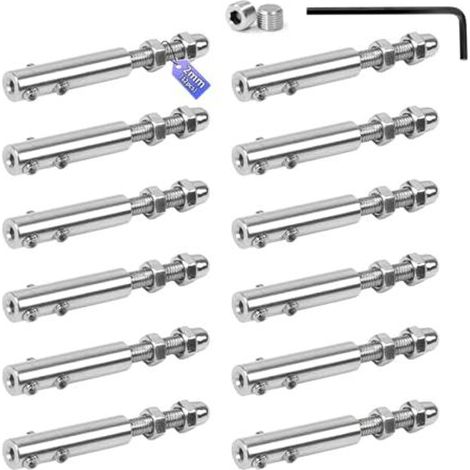 Lot 12 Tendeurs Câble Acier Inox 304 pour Câble 2 mm, Tendeur Œil Crochet, Raccord Deck Clôture, Extérieur... (1/5)
