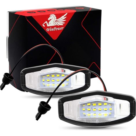 LED Éclairage plaque immatriculation CanBus Pas d'erreur 6000K Blanc 18 SMD Feux arrière Compatible avec Civic 7 8 4D 5D Legend Accord 7 8 4D etc., 2 Pcs. (1/5)