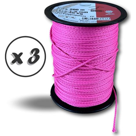 Corde synthétique tressée Résistance à la rupture 40 kg Ø 1,5 mm x 200 m - Quantité x 3 - 40 kg - 1,5 mm - 200 m (1/5)