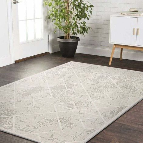 IkodmTapis de salon moderne abstrait, design doux, facile d'entretien, grand tapis (ivoire, 120 x 160 cm) (1/4)