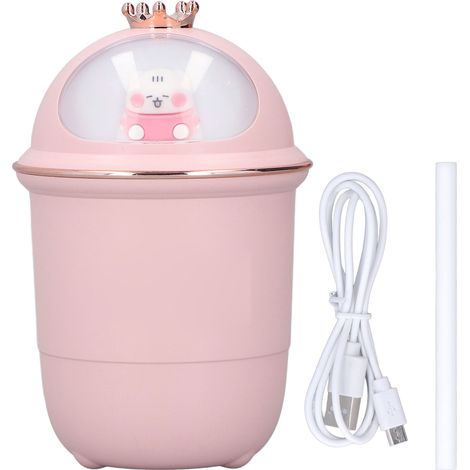 Mini Humidificateur USB Silencieux 35dB avec Veilleuse Colorée pour Bureau, Voiture, Chambre, Hôtel, Bureau - Rose (1/5)