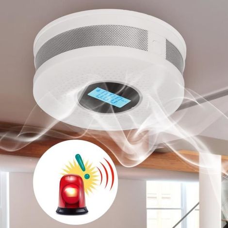 Kohlenmonoxidmelder, CO-Rauchmelder, Kombimelder, fotoelektrischer Sensor, akustischer Alarm, Montagesatz (1/4)