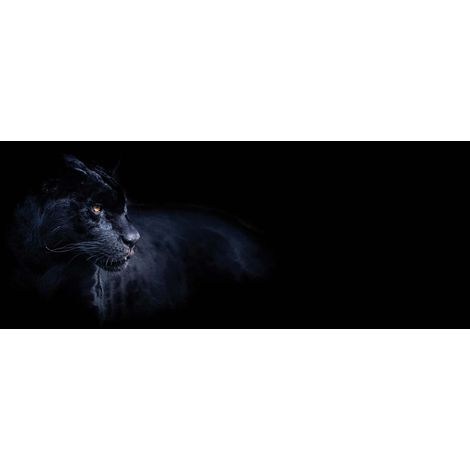 Tableau décoratif noir félin pour salon | Tableau sur toile animaux sauvages | Tableau moderne panthère noire pour salle à manger 1,0 x 0,4 m (1/2)