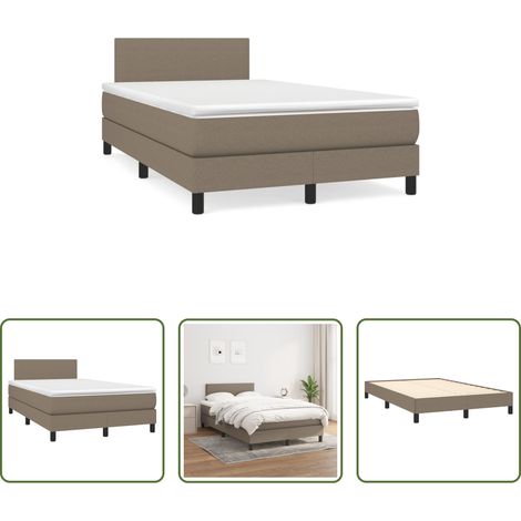 Matelas à ressorts ensachés - Sommier à lattes de lit avec matelas taupe 120x190 cm tissu (1/5)