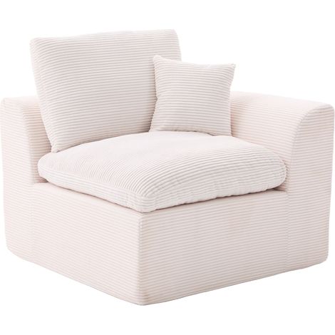 Canapé Modern Minimalist Single-seat Confortable Corduroy Beige 101.00x102.50x84.00 ZIPSOFA (1/5)
