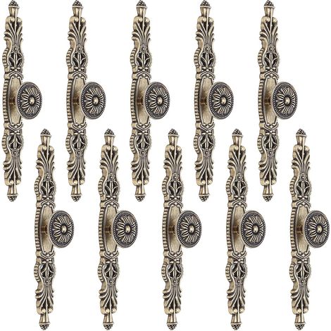 10 poignée de Meuble Antique à Motif Floral Poignée de Porte en Bronze Antique à 3.8" trou Poignées de Meuble Vintage de 16.7cm de Longueur pour Placards et Armoires de Cuisine (1/5)