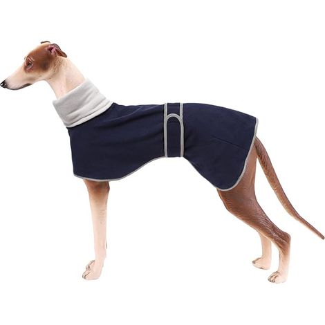 Manteau pour Chien, Polyester, avec Bandes et Bretelles, adapté aux lévriers, Whippets et Autres Types de Chiens similaires-Bleu-XL (1/5)