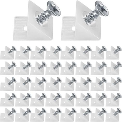 120 pezzi di rinforzo per cassetti, staffa bianca, viti di riparazione, fissaggio per ripiani di cassetti, mobili bassi, connettori di riparazione per stabilizzatori posteriori per la riparazione del 