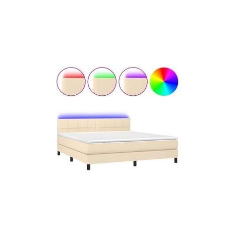 Sommier à lattes de lit avec matelas LED Crème 180x200 Tissu (1/5)